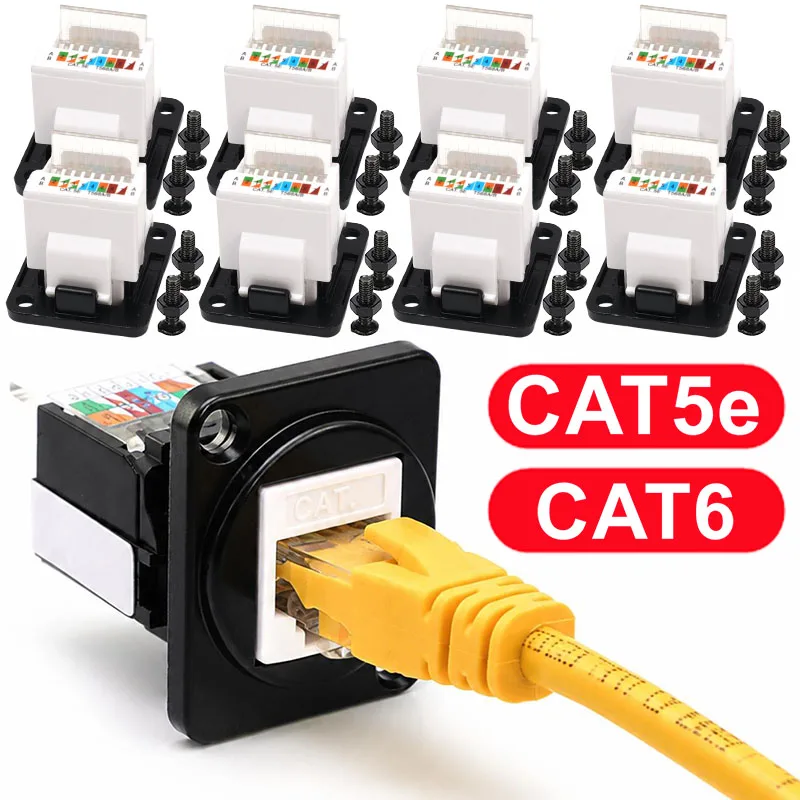 CAT6 CAT5E Network Cable Scoket RJ45 Panel Installation Module Shielded Solder-free Network Cable Extender Cat 6 Panel Connector