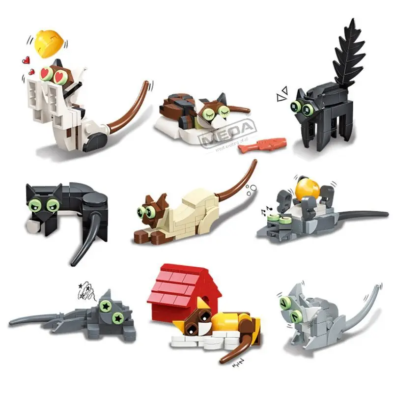 

MEOA Cute DIY Cat Building Blocks Pocket Bricks Mini Animals Self Assembled Present Christmas Gifts Kids Birthday Gift