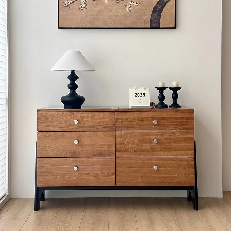 Six-chest cabinet, antique drawer cabinet, solid wood retro bedside cabinet,bedroom storage cabinet, living room storage cabinet