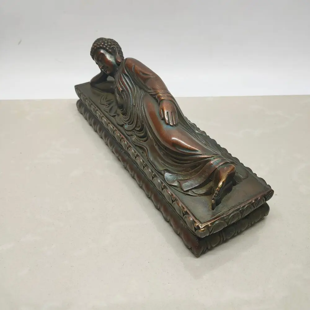 Collectible Chinese Buddhism Bronze Copper Nepalese Sleeping Buddha Statue