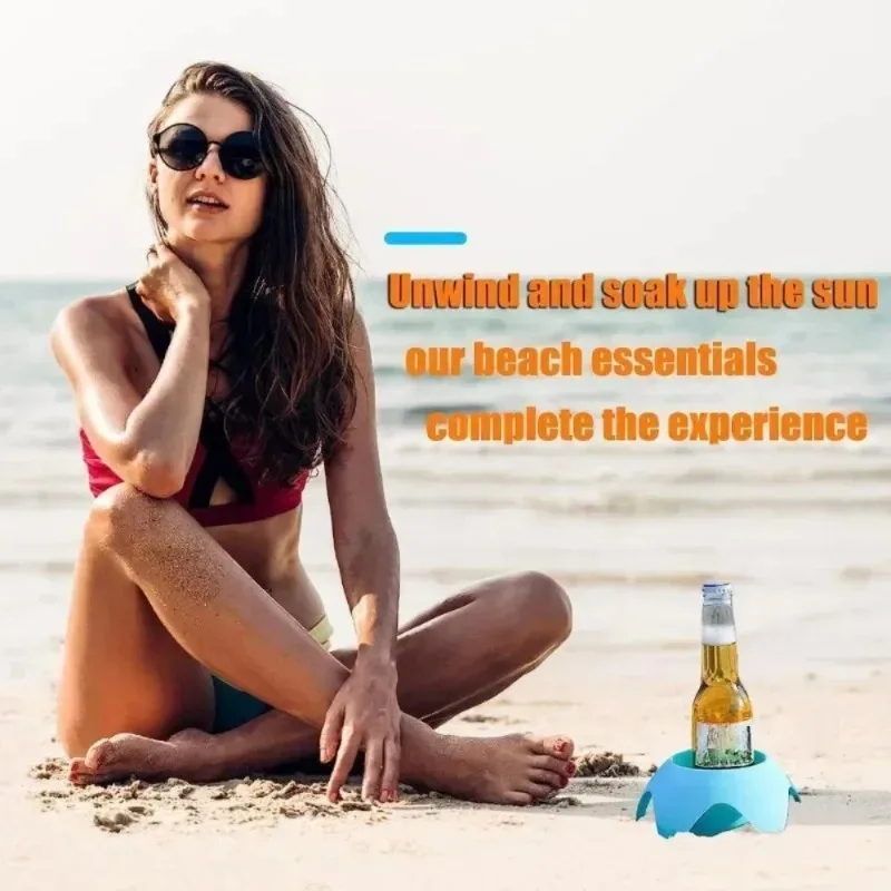 Lightweight Sand-Free Beach Cup Holder – Foldable Stackable Portable Stand for Camping/Travel, Large Capacity Multi-Use Durable