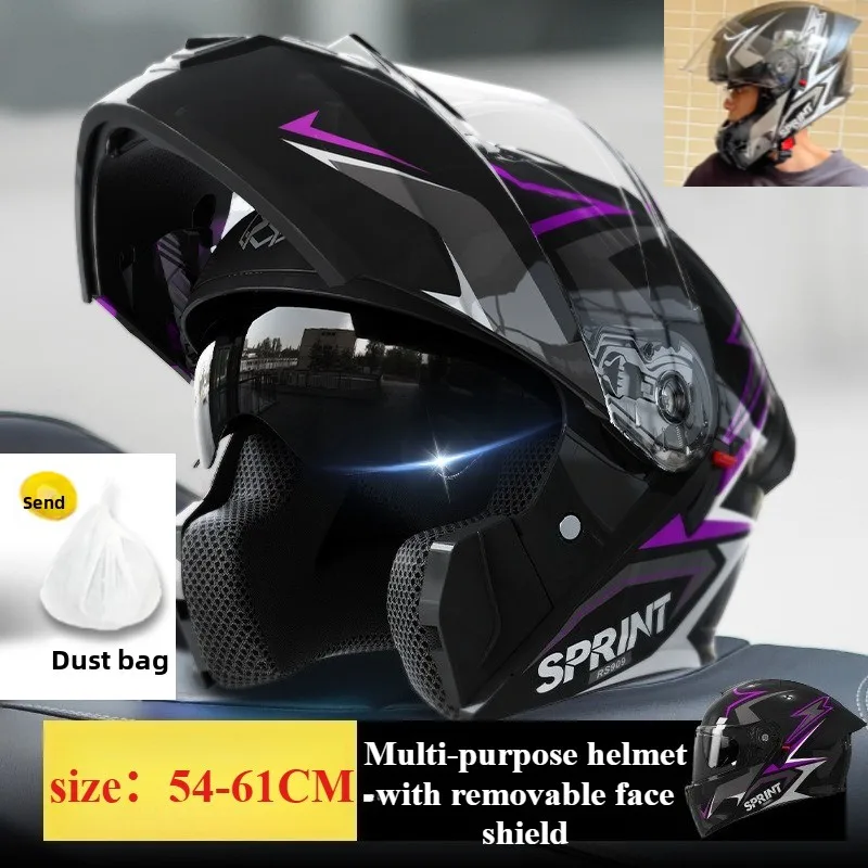 

Unisex Flip Up Helmet Double Lens Modular Reversible Motorcycle Racing Helmets Fashion Integral helm motorcycle 헬멧반모