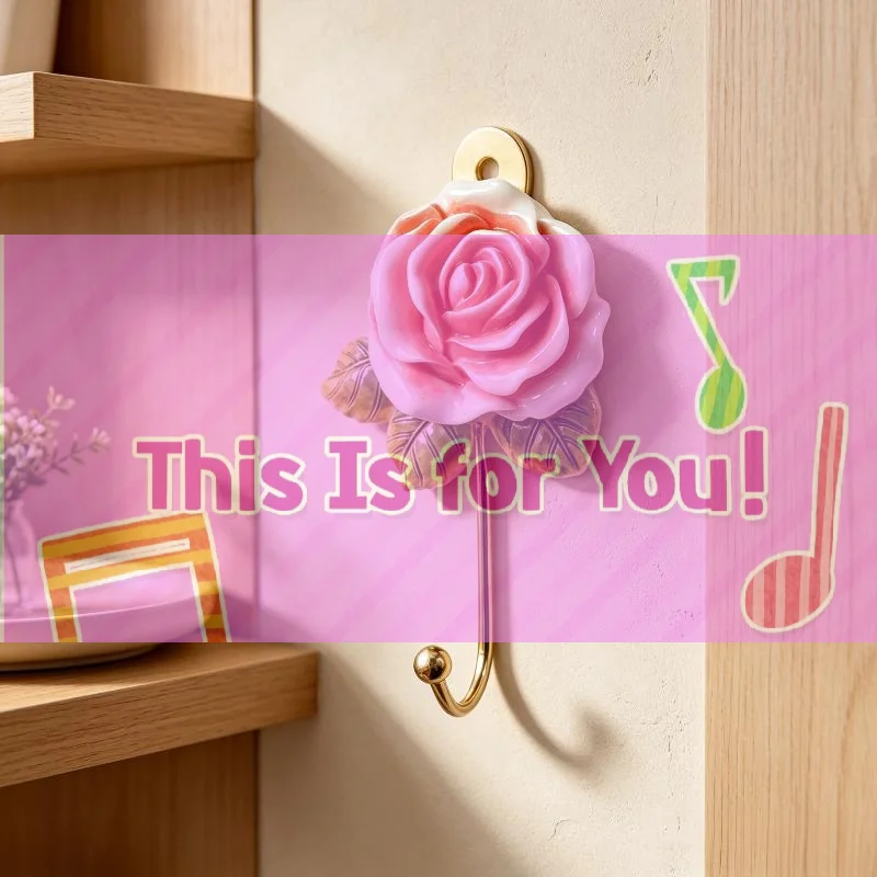 【HMA】1PCS, Resin Rose-Shaped Hooks, European Retro Gold And Silver Colored Home Decoration Hooks