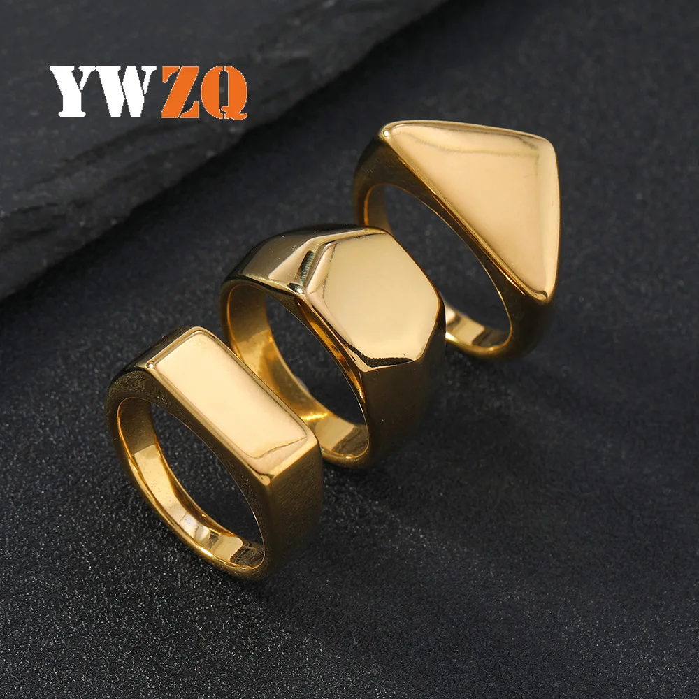 1pcs Hot Selling Stainless Steel Jewelry Fashionable And Simple Geometric Smooth Surface ring, men's And women's Cool Style Ring