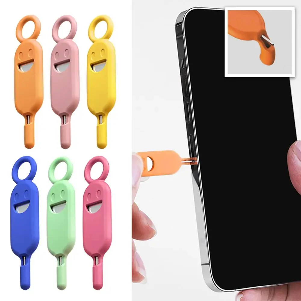 Universal Sim Card Retrieval Pin Needle with Storage Case Anti-lost Tray Ejector Pins Needle Opener Ejector Tool Keyring Pendent