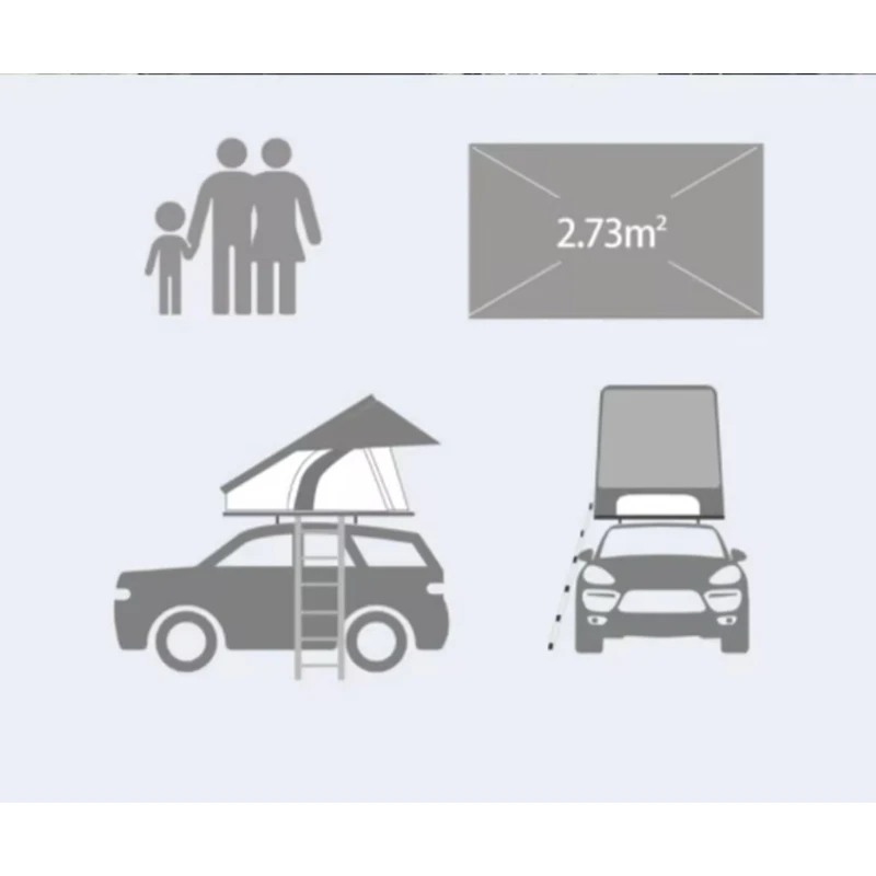 4 Person Large Capacity Triangle Hardtop Rooftop Tent Ultralight Polyester Waterproof 4 Season 4x4 Offroad