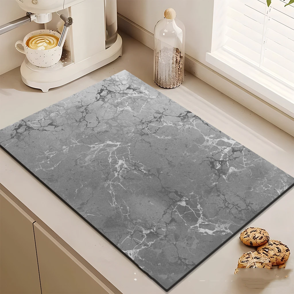 VIKAMA Household Light Luxury Marble Draining Countertop Diatomite Absorbent Non-Slip Table Mat Kitchen Sink Mat