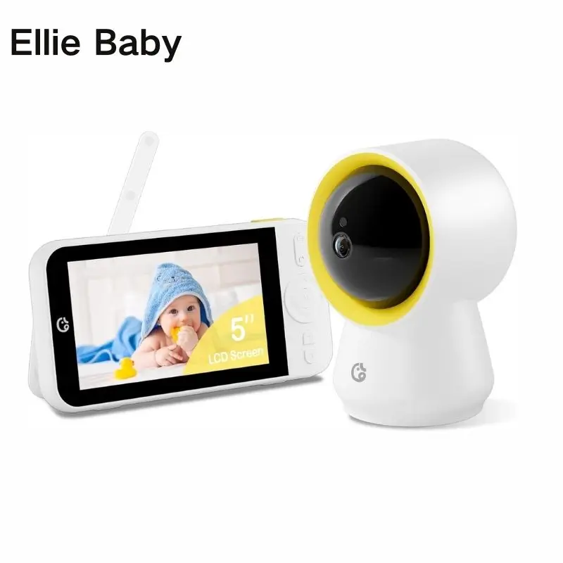 

Ellie Baby Monitor No WiFi Baby Monitor with Camera and Audio 5" IPS 1080P with Wall Mount 6000mAh Battery1000ft Range Smart Mon