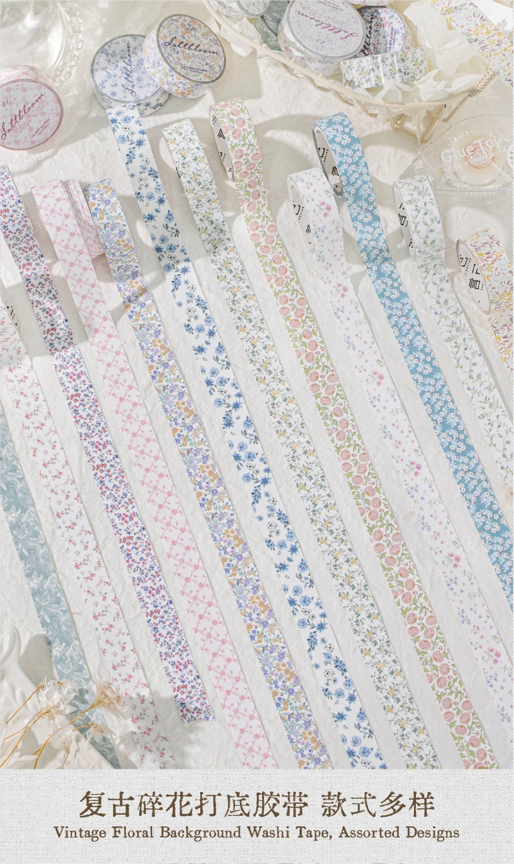 Journal GO Washi-Tape mit Blumenmuster, dekoratives Masking-Tape für Karten, Scrapbook, Planer, Dekoration, Schreibwaren, 1,5 cm x 2 m – Detail 3