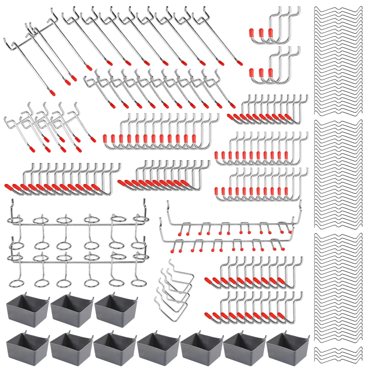 228 Pcs Pegboard Hooks Assortment with Metal Hooks Sets, Pegboard Bins, Peg Locks for Organizing Storage System Tools