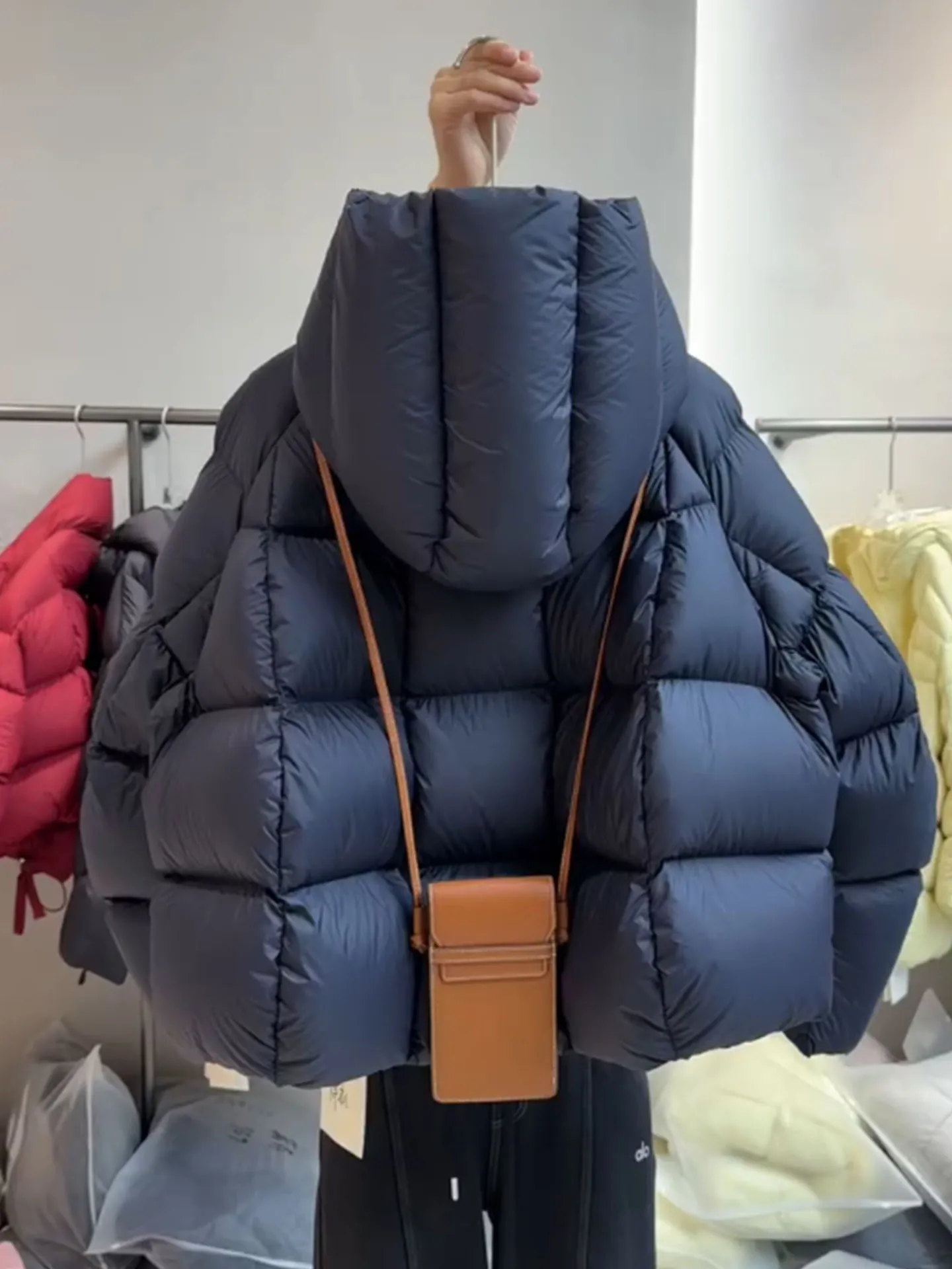 Sle coreano feminino ort Thiened inverno para baixo Jaet gola quente Bla Du casaco de penas cintura alta longo Sve poliéster...