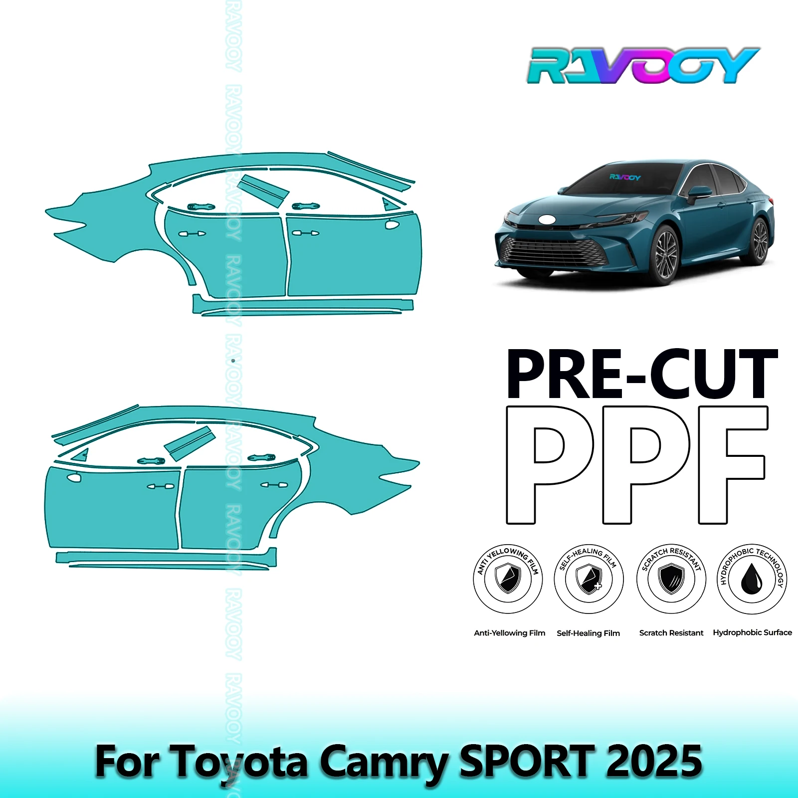 

For Toyota Camry SPORT 2025 8.5mil Clear Matte Pre-Cut PPF Door & A/B Pillar Kit TPU Paint Protection Film Set