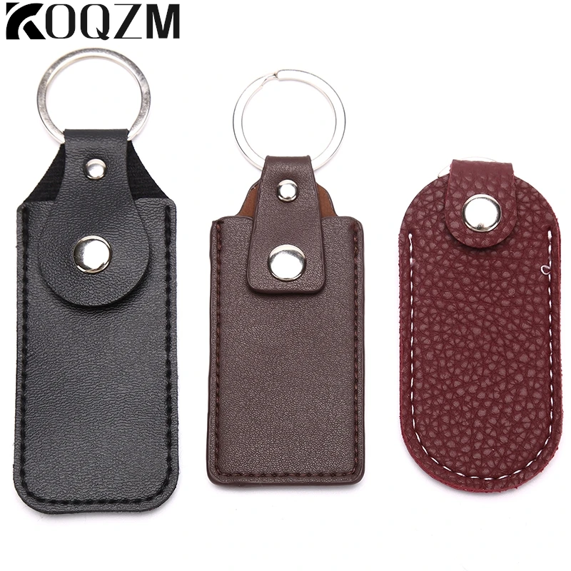 Leather U Disk Storage Bags Protective Cover Key Holder Black Bag Cases For USB Flash Drive Pen Drive