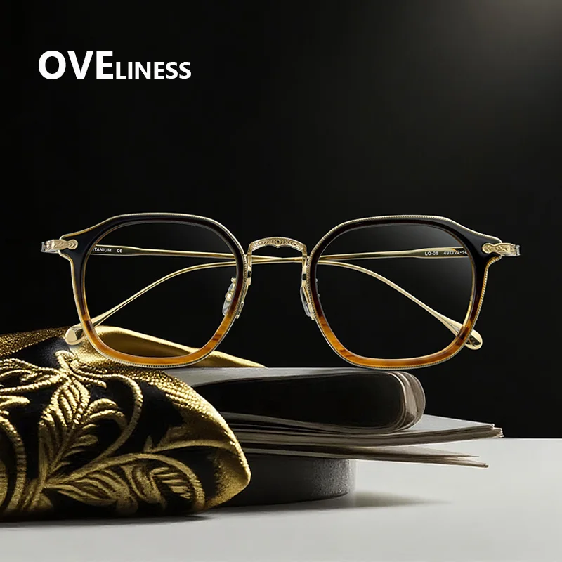 

2026 Acetate Titanium Glasses Frame Men Retro Vintage Round Eyeglasses frames Women Japanese Spectacles Ultralight male Eyewear