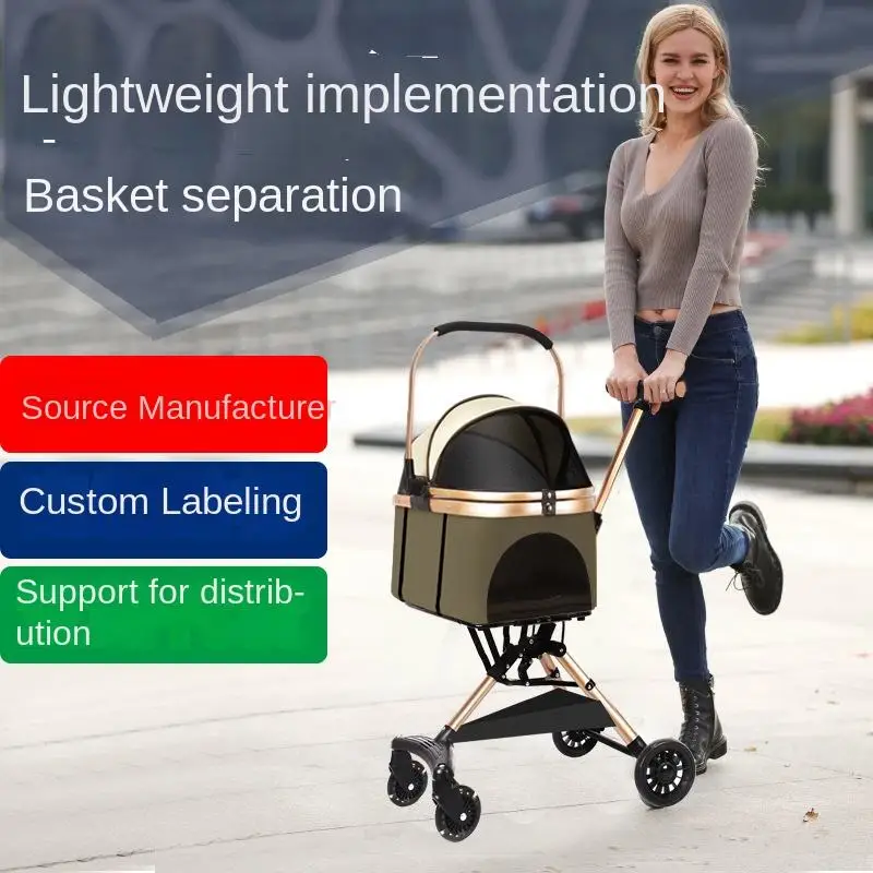 Ultra Lightweight Foldable Pet Stroller for Small/Medium Dogs and Cats with 4-Wheel Smooth Rolling and Breathable Mesh