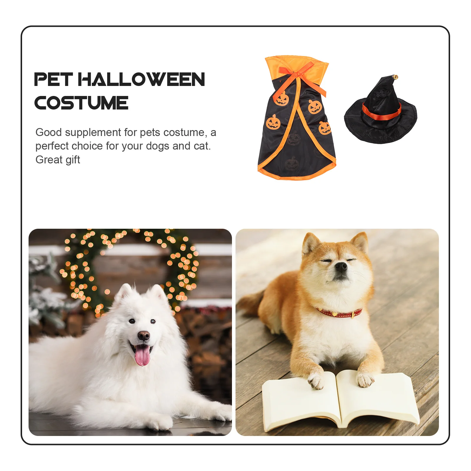 

1Set Pumpkin Cloak Hat Set Halloween Pet Costume Lightweight Comfortable Dog Cat Party Cosplay Pet Hat Cloak Cat Cape