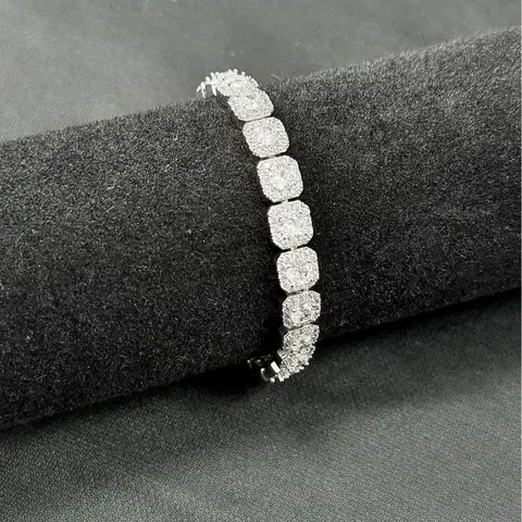 Wedding Match 7mm Zircon Rock Candy Bracelet For Women, PT950 Platinum Wedding Matching Jewelry