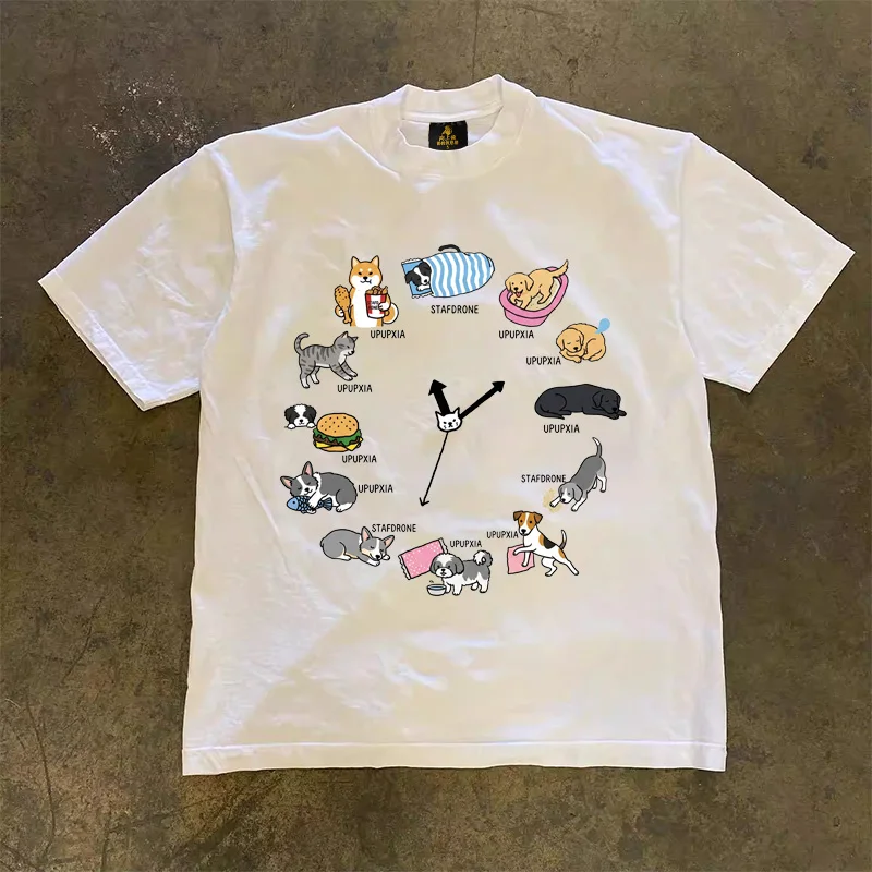 Loose Fit Cotton T-Shirt Unisex Short Sleeve Double Thread UPUPXIA Hero Print Sweat Absorbent round Neck Casual Summer Top