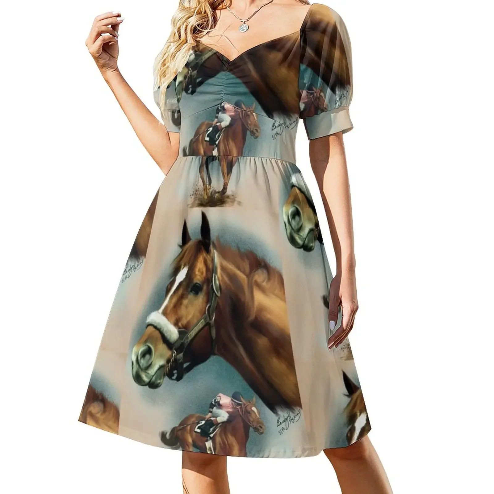 Affirmed Triple Crown Winner Short-Sleeved Dress dress for woman Women's skirt