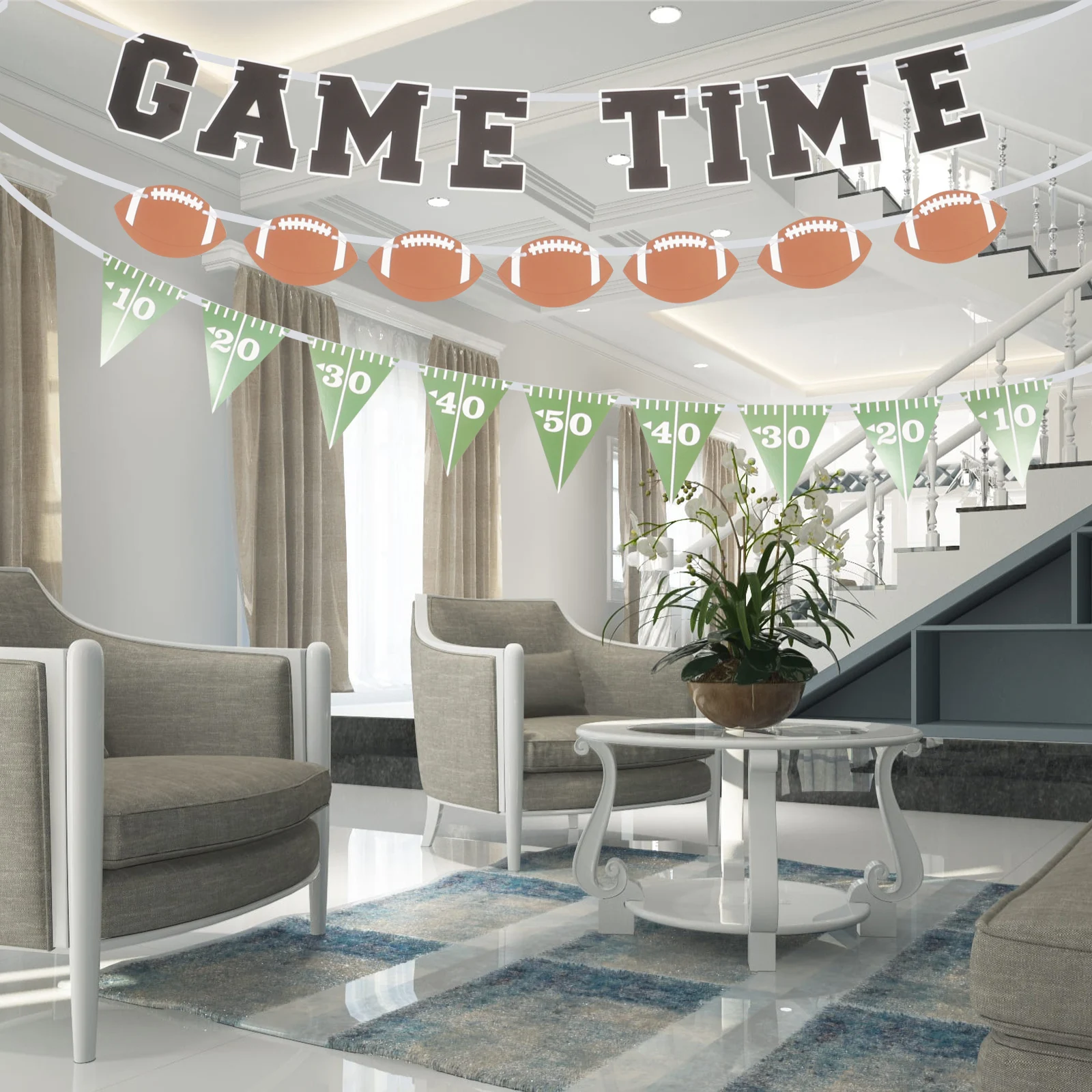 

3pcs Football Themed Party Decorations Paper Banner Garland for Sports Event Birthday Supplies Commemorative Items