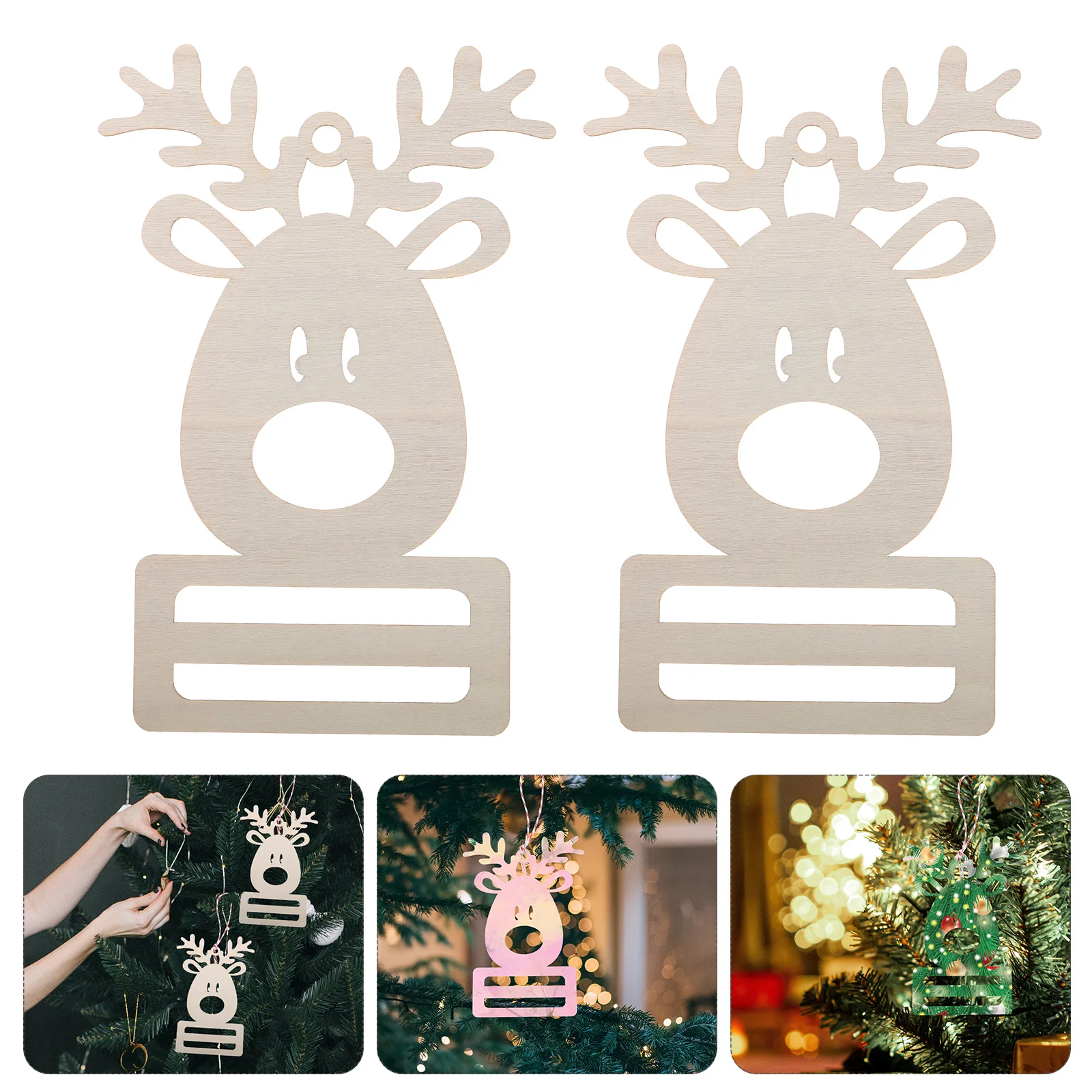 

10 Pcs Unfinished Christmas Ornaments Tag Blank Wood Slices Tree Hanging Decoration