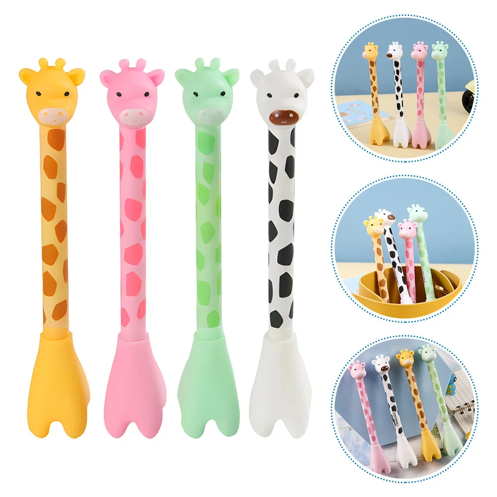 12 Pcs Giraffe Ballpoint Pens 4 Colors Each 3 Pcs Comfortable Grip Smooth Writing Gel Pen Stationery for Students Office Gifts