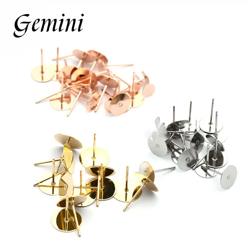 

3MM 4MM 5MM 6MM 8MM 10MM 12MM 100pcs 316 Stainless Steel Earring Posts Blanks Flat Pad Ear Studs For DIY Earring Making Finding