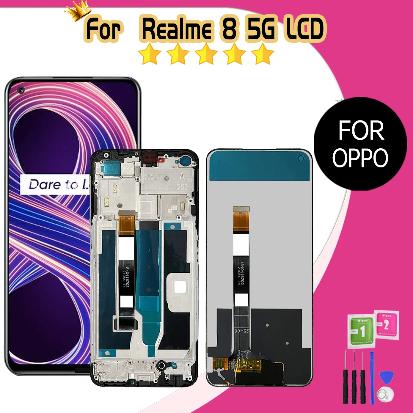 Tested 6.5\'\' Lcd for OPPO Realme 8 5G RMX3241 LCD Display Touch Screen for Realme8 5G LCD Screen Digitizer Assembly Replacement