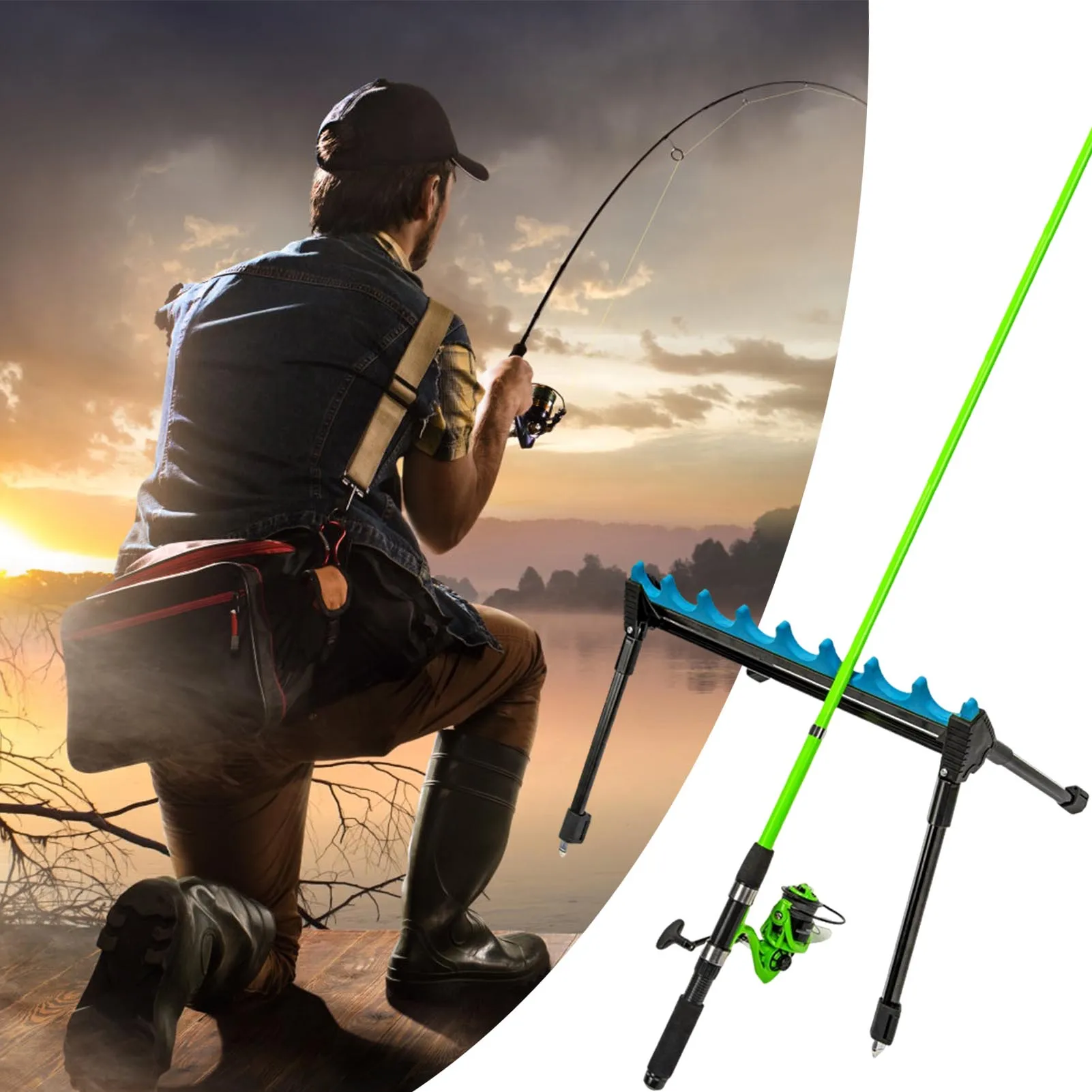 

Adjustable Fishing Rod Bracket 2-section Extendable Zinc Alloy Fishing Rod Bracket Portable Outdoor Fishing Rod Support Plug In