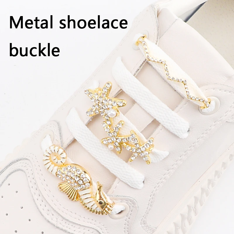 1Pcs Gold Metal Pearl Clip Charms Women Luxury Diamond Shoelaces Buckle Accessories For Canvas Shoes Girls Clogs Decoration Bulk