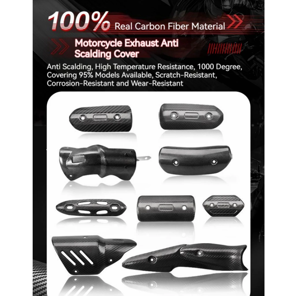 Motorcycle Exhaust Pipe Real Carbon Fiber Protector Heat Shield Muffler Guard Anti-scalding Cover
