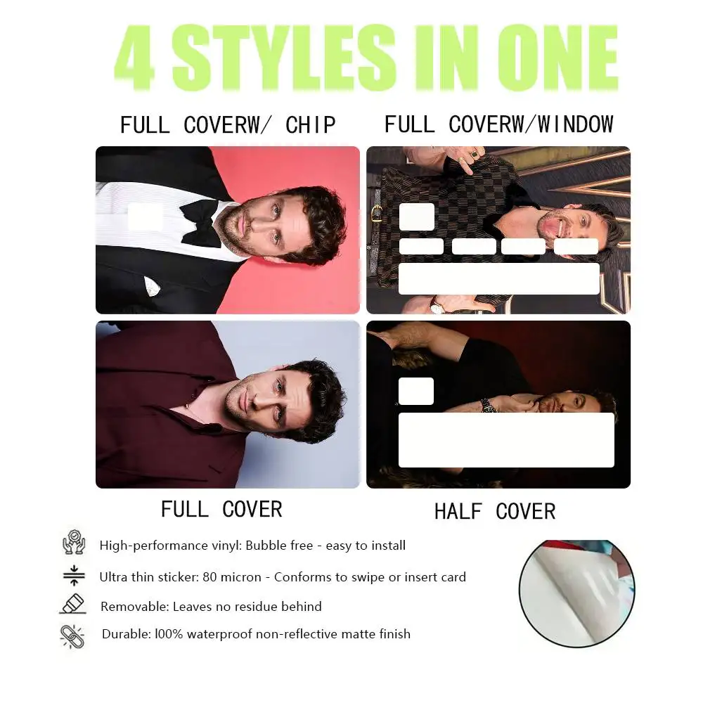 Cool A A-Aaron Taylor J-Johnson 4pcs 1Set HD Waterproof Card Skins Protective Stickers for Credit