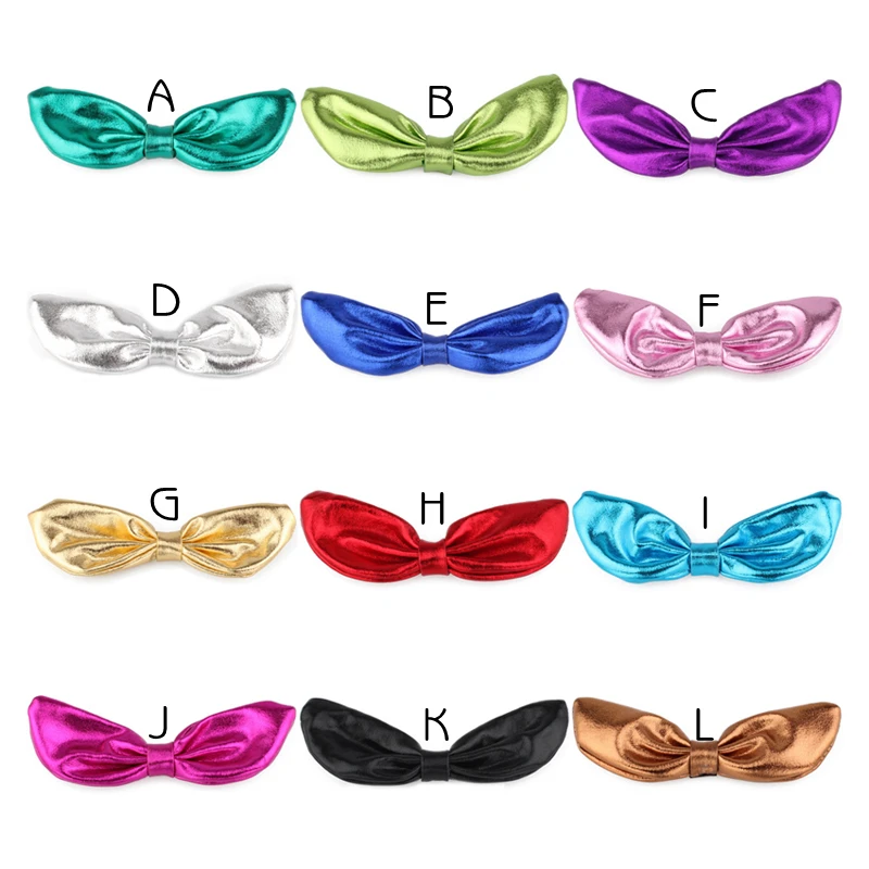 12colors 10cm Newborn Fashion PU Hair Bows for Hair Clips Solid Leather Flower Bow for Artificial & Dried Flowers