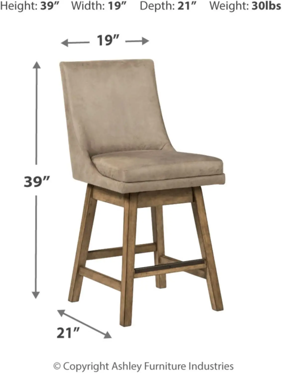 Sgabello da bar imbottito Tallenger 25 "" altezza, Set di 2, Beige