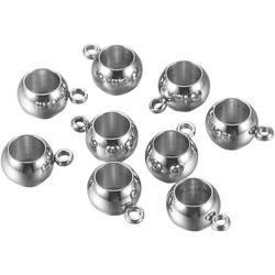 100pcs Stainless Steel Spacer Beads Rondelle Bail Beads Hanger Links Connector for European Spacer Charms Jewelry Making DIY