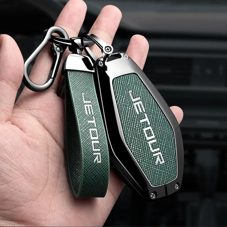 Leder-Autoschlüsselhülle für Chery JETOUR X90 X70 X95 Plus X70m X70plus Auto Smart Remote Schlüsselanhänger Schutzhülle Metall – Detail 11
