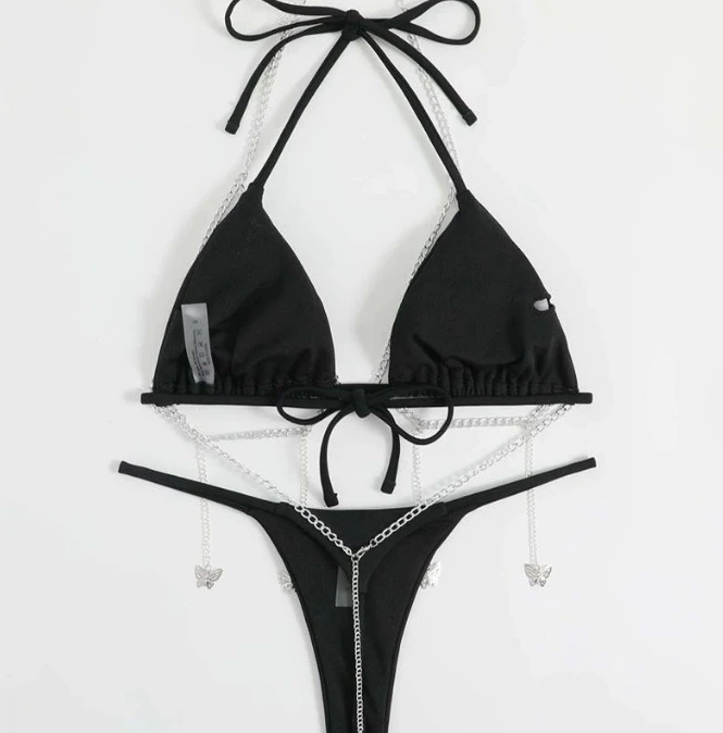 ชุดว่ายน้ำห่วงโซ่เซ็กซี่ของผู้หญิงตกแต่งวันหยุดพักผ่อนชายหาดของผู้หญิงใหม่ฤดูร้อน2024