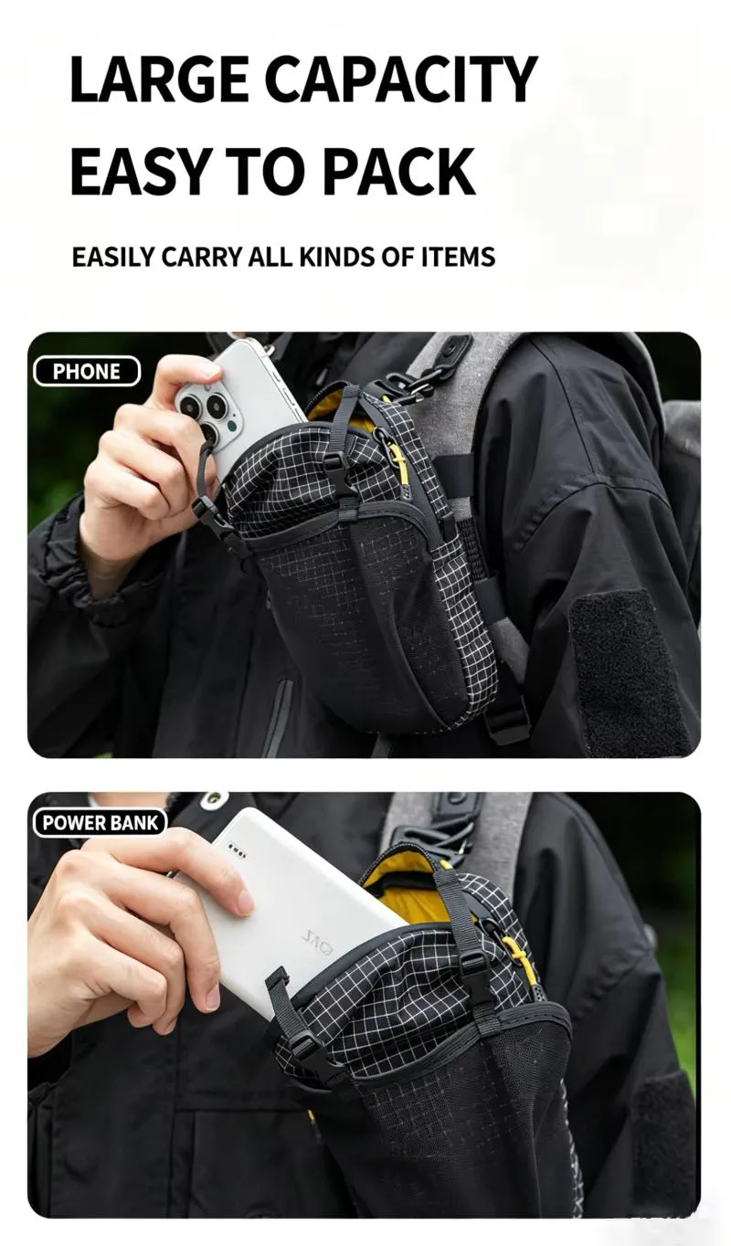 Rucksack-Schultergurt-Zubehörtasche, Smartphone-Tasche, wasserdichte Gurttasche für Sport, Wandern, Camping, leicht – Detail 4