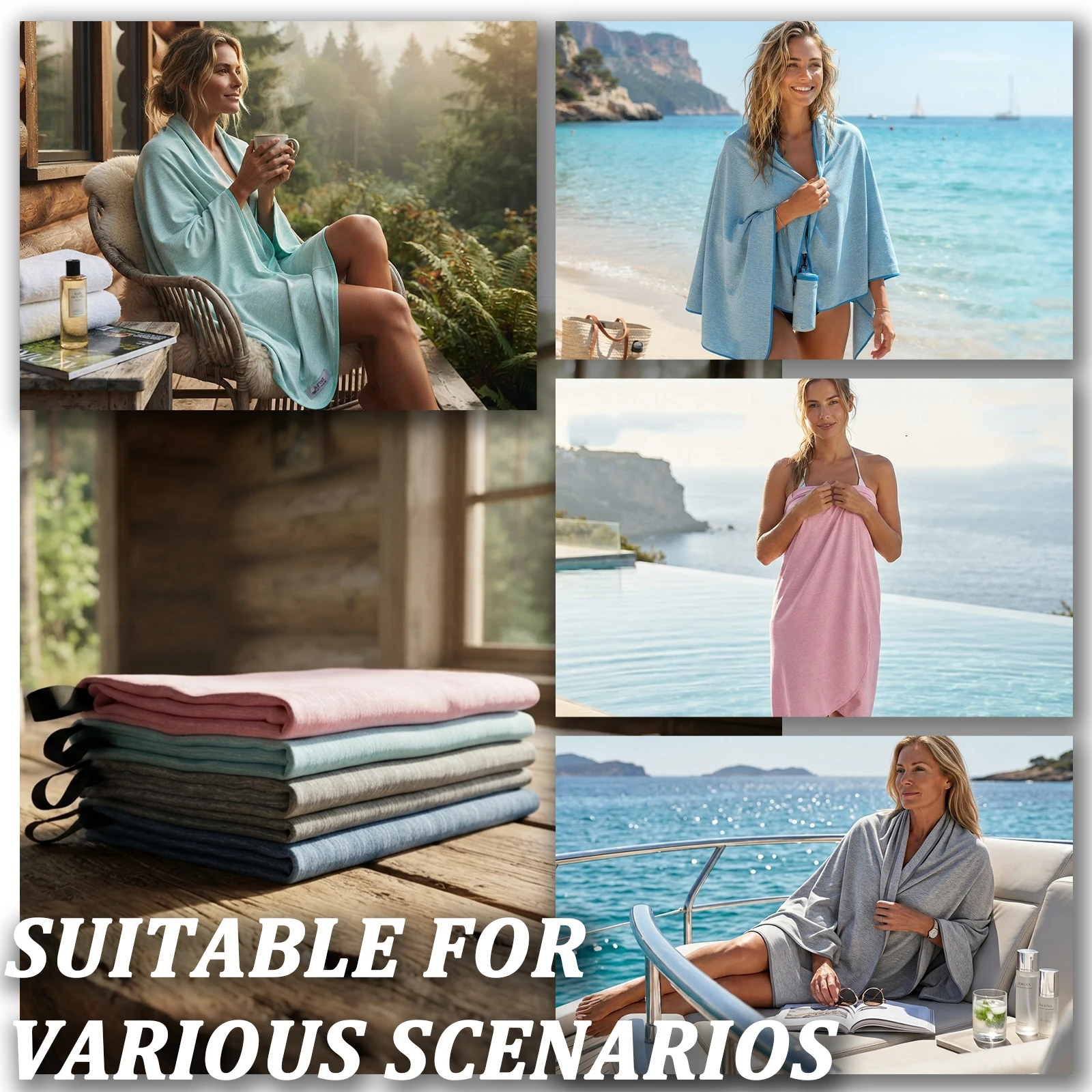 Lightweight Quick Dry Cationic Microfiber Towel Sand Resistant Machine Washable for Swim Camping Picnic Hiking Beach Mat