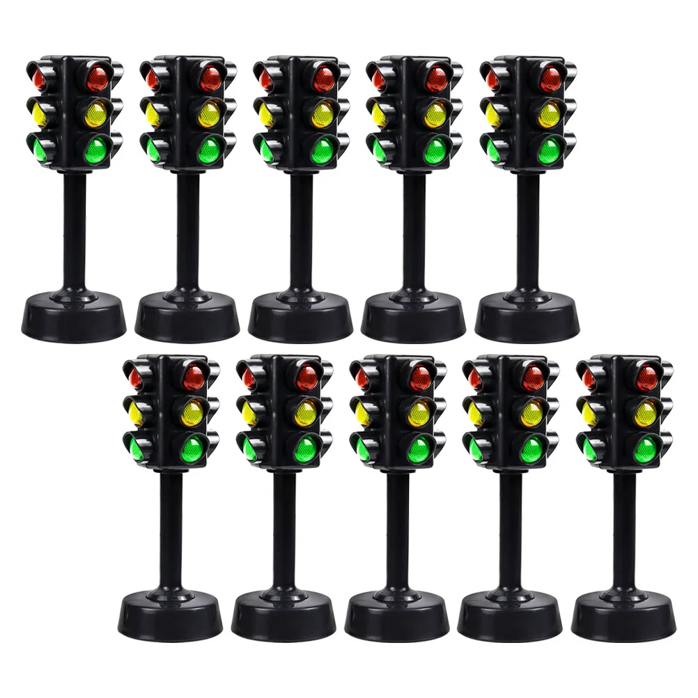 

10 Pcs Traffic Light Model Interesting Signal Lamp Outdoor Decor Signs Toy Educational Cognitive Plaything Shine Mini