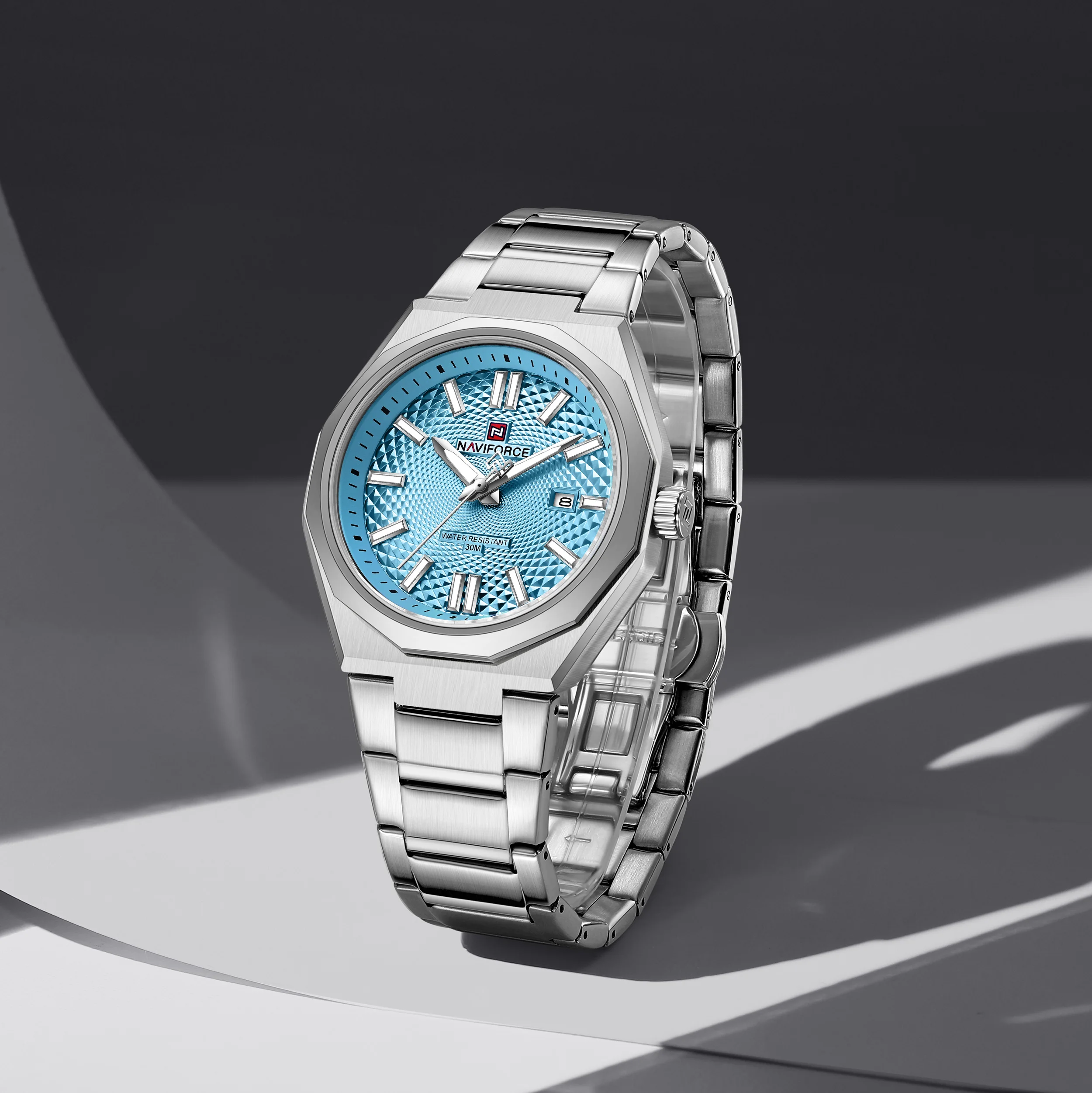 NAVIFORCE 9289 Quartz Watch 30M Waterproof Calendar Steel Strap Wristwatch Luminous Elegant Business Watches Men reloj hombre