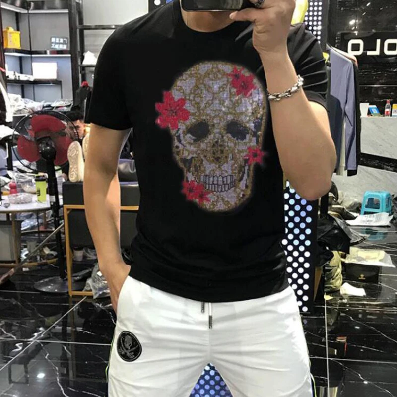 

2024 summer new short sleeve tshirts cotton t-shirt men comfortable Diamond stone design 049