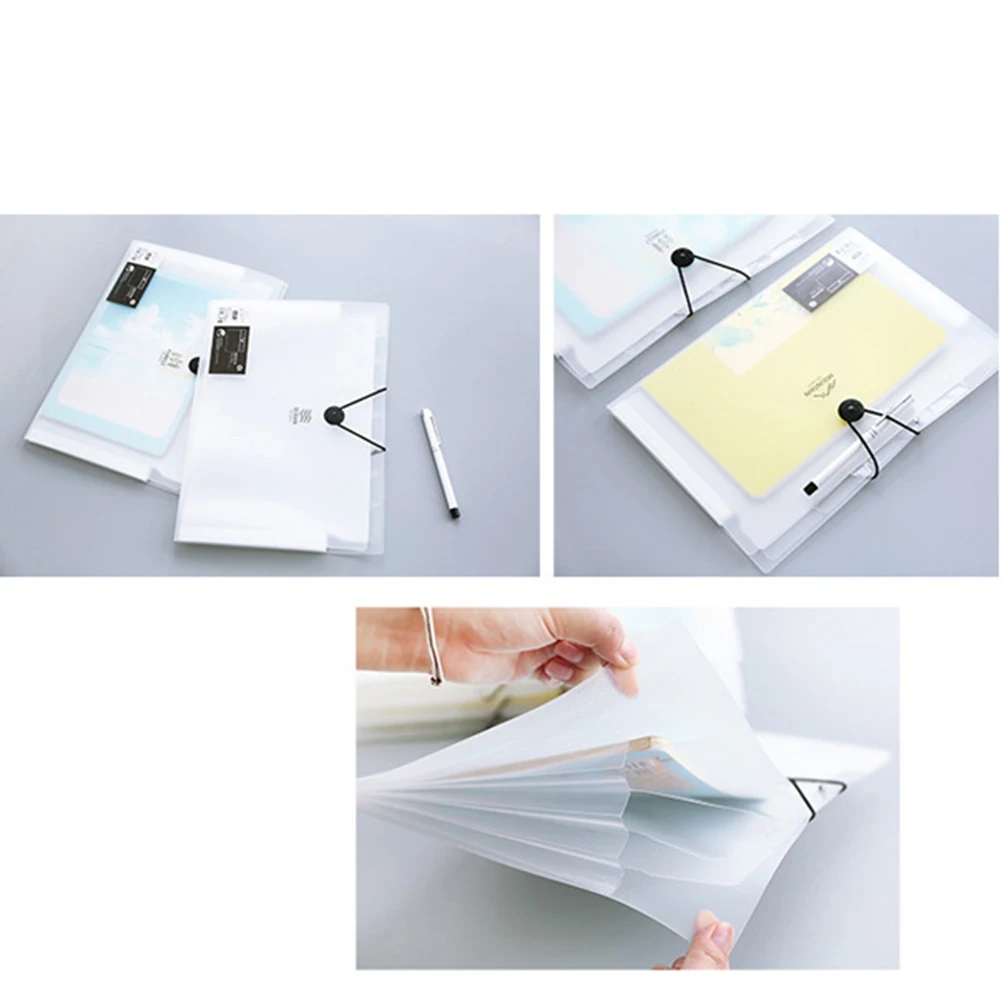 

File Organizer A4 Multi-Layer Folder Plastic Buckle Transparent Expanding Office Document Holder Organize Pockets