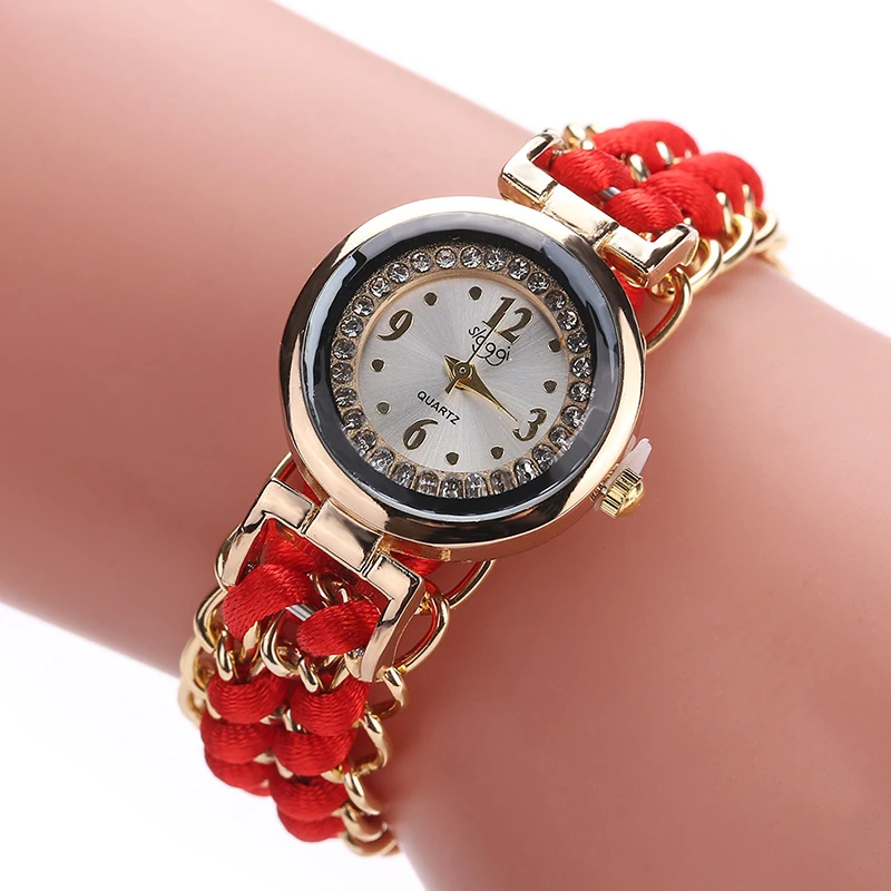 

Fashion Women Bracelet Watch Gold Braided Rope Quartz Wristwatch Causal Adjustable Wrist Watch Clock Girl Watches Relojes Mujer