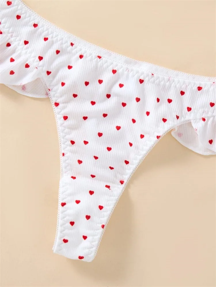 Fairy Lingerie Set Heart Print Sexy Lingerie French Thin Stripe Women Underwear Comfortable Sexy Push Up Bra Intimate Erotic Set