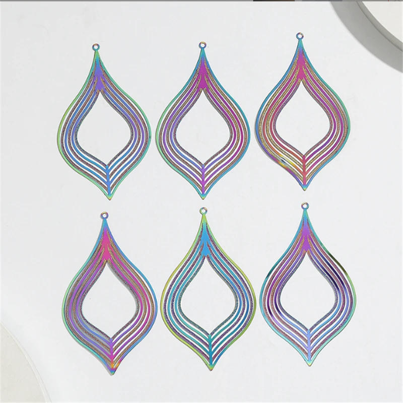 20Pcs/Lot New Creative Stainless Steel Hollow Flower Waterdrop Charms Connectors DIY for Earrings Jewelry Findings Accessories