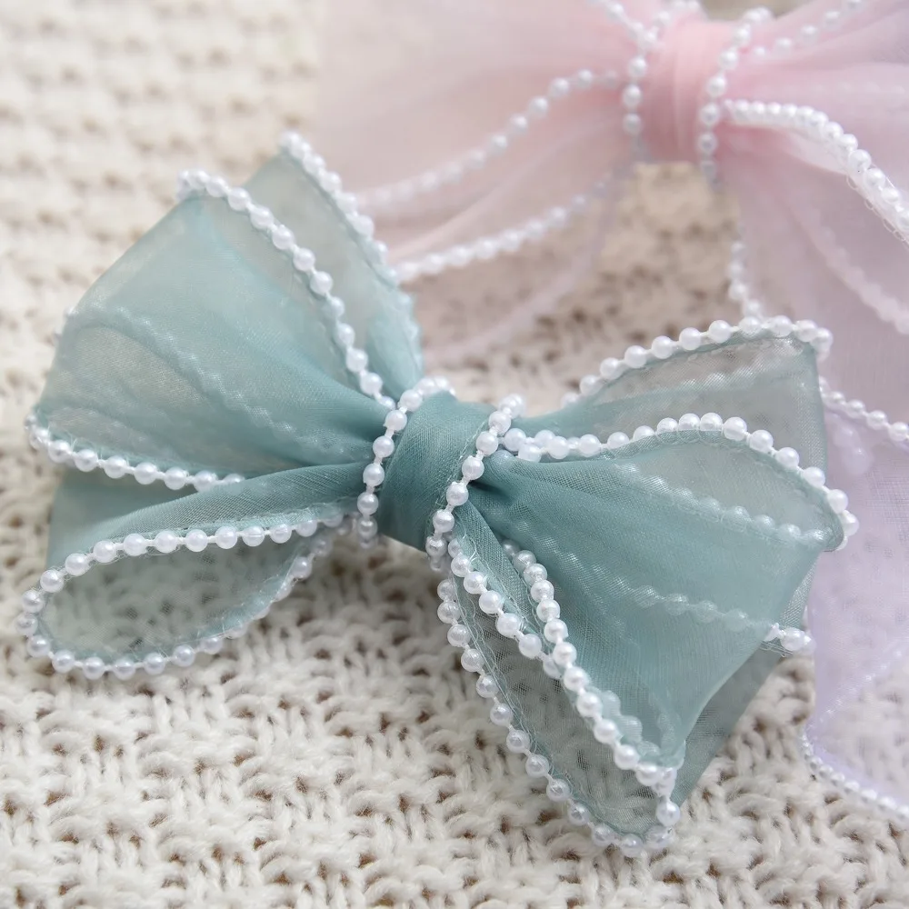 Decorative Pearl Edge Wrapping Ribbon DIY Solid Color Pearl Fishtail Gauze Gift Wrap Baking Lace Ribbon Gift