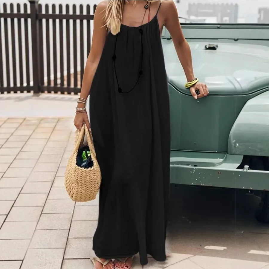 

【New style】2026 new ladies sling dress coat bare back loose home clothing by the sea