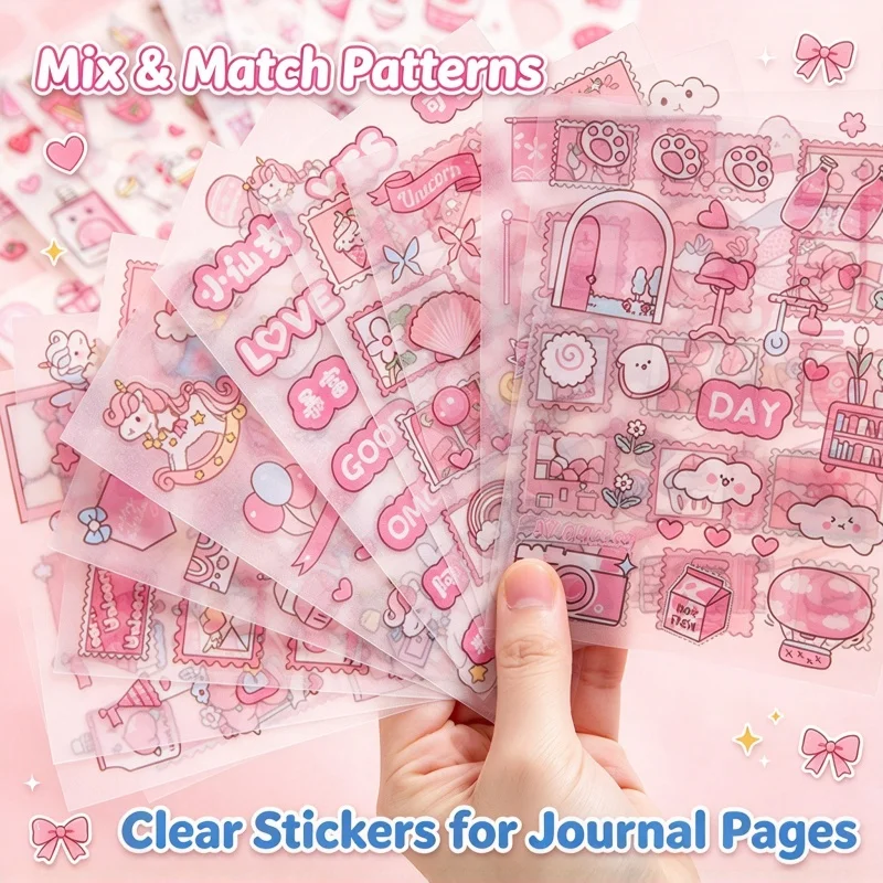 4 Sheets Per Pack Strawberry Cherry Cartoon Stickers Suitable For Student Magazine Decoration Material Stickers