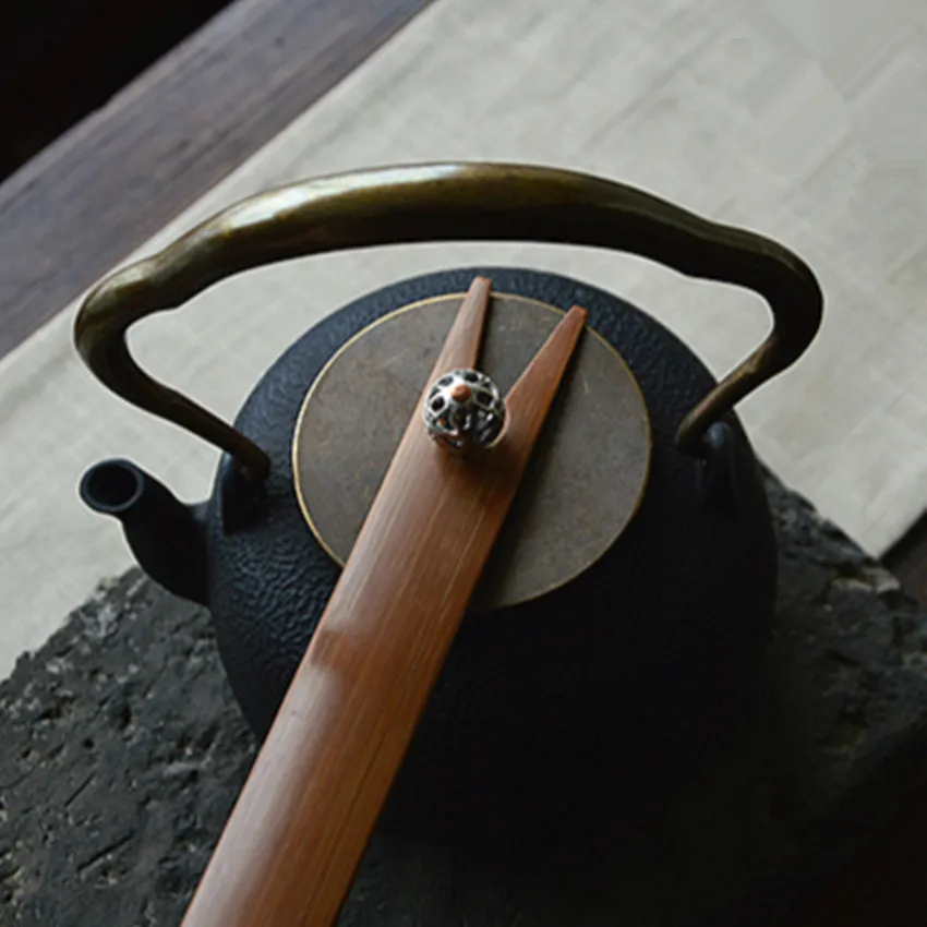 Bamboo iron pot fork Ruyi pot lid fork Anti-scalding teapot Copper silver pot  lid clip tea bamboo fork tea ceremony tea clip